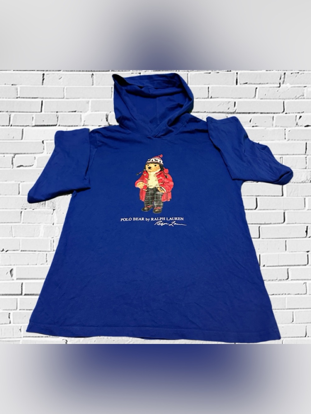 Polo by Ralph Lauren Boys Blue Hooded Polo Bear Graphic Tee XL